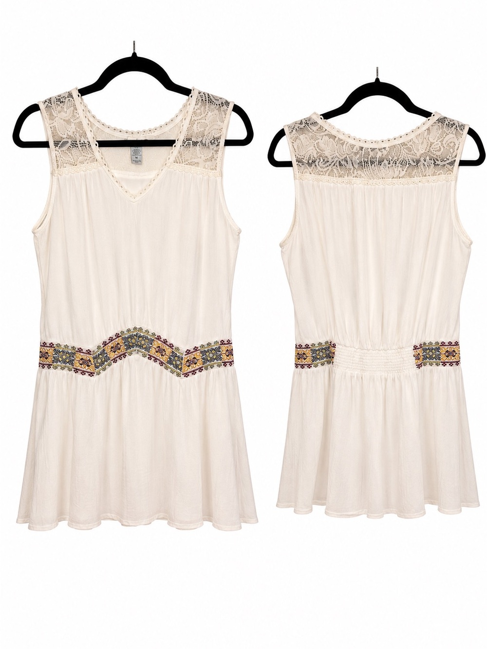 Vintage American Rag Embroidered Bohemian Hippie Fairycore Sleeveless Dress M